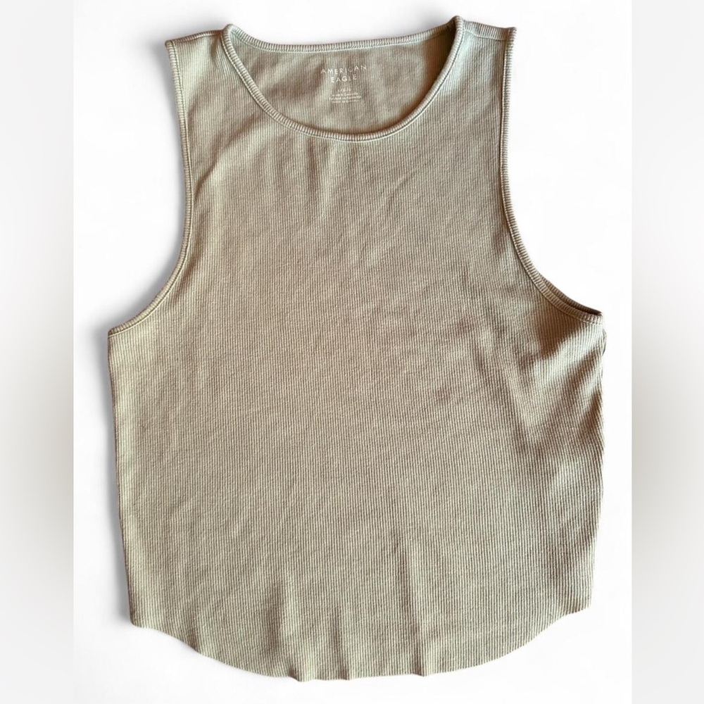 American Eagle Ribbed Tank Top – Sage Green (Size L)